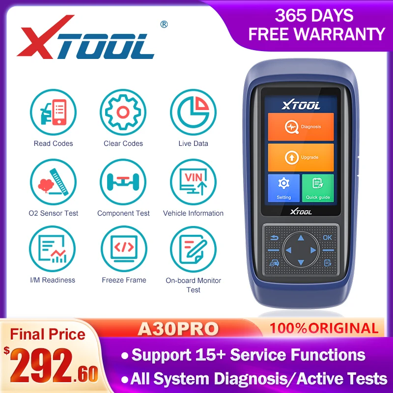 

XTOOL A30 PRO Автомобильные диагностические инструменты полная система/активные тесты OBD2 сканер с 15 видами функций сброса TPMS SAS DPF бесплатное обн...