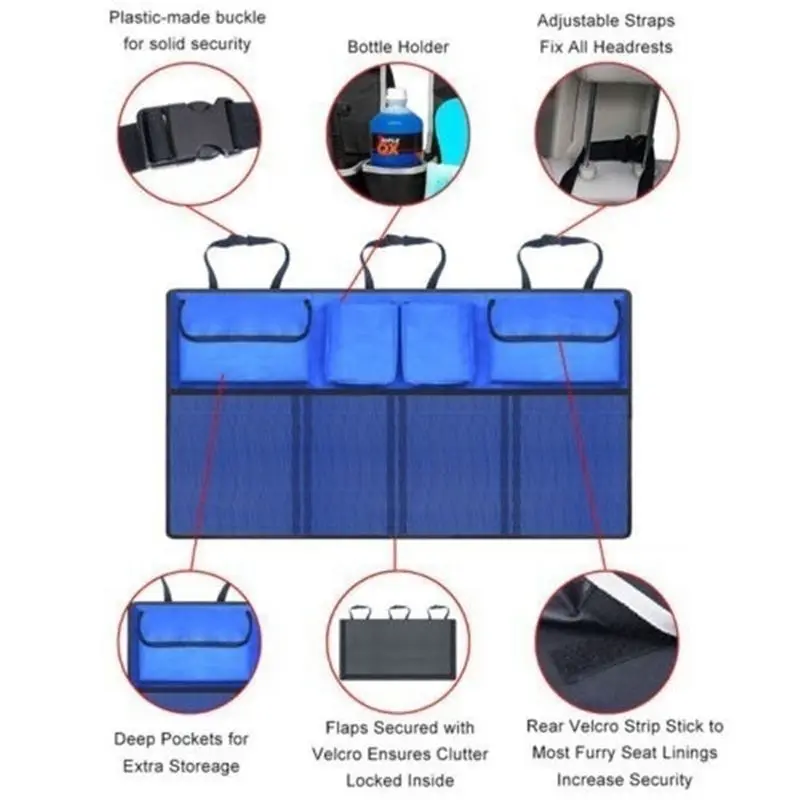 

Car Trunk Backseat Storage Bag Organizer Adjustable Net High Capacity Multi-use Oxford Automobile Seat Back Organizers Universal
