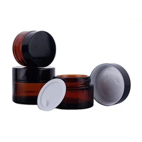 free shipping 4pcs 20ml amber glass refillable cosmetic cream jars pot empty bottle container with screw lid 20gram