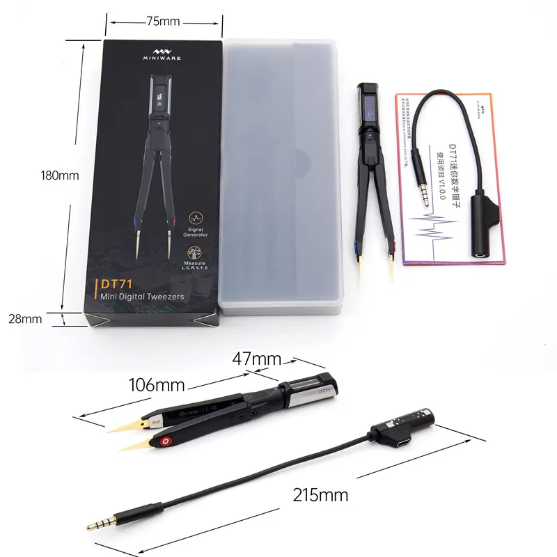 Цифровой Пинцет Mini DT71 Портативный Измеритель LCR Smart SMD тестер диодов резисторов
