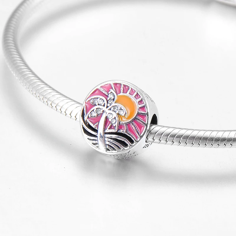 Женские бусины из стерлингового серебра 925 пробы с прозрачными фианитами