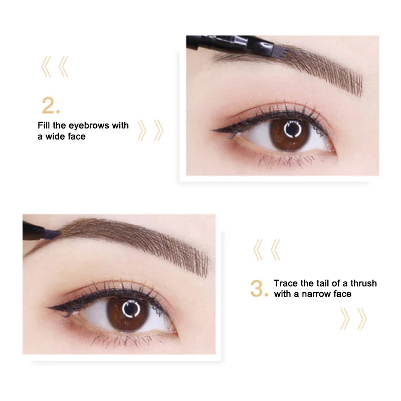 Горячий Карандаш для бровей с наклонной четырехконцевой ручкой дизайн головы