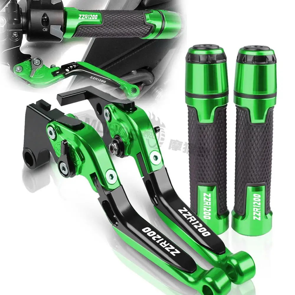 

ZZR 1200 2005 Motorcycle Accessories Extendable Brake Clutch Levers Handlebar Hand Grip ends For KAWASAKI ZZR1200 2002 2003 2004
