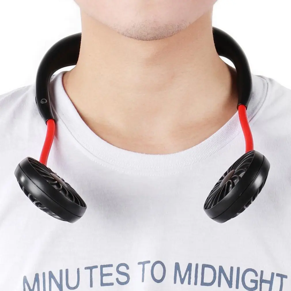 Mini USB Portable Fan Neck Neckband With Rechargeable Battery Desk Fans 180 Degree Adjustable Sport Air Cooler Conditioner | Бытовая