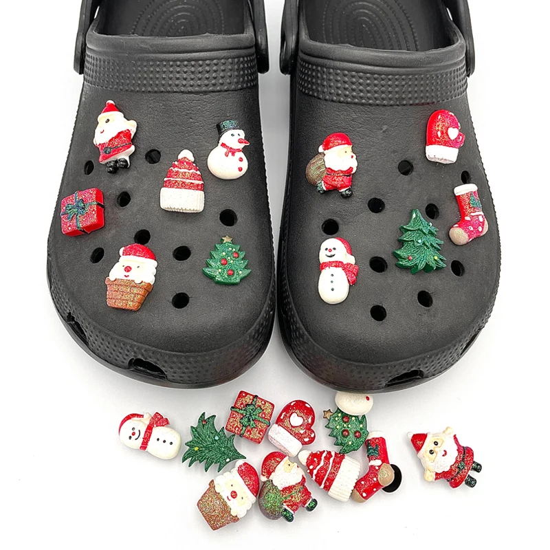 Christmas Shoe Pins DIY Parts Santa Claus Snowman Tree Croc Shoe Charms Decorations For Clogs Garden Shoes Accessories Xmas Gift