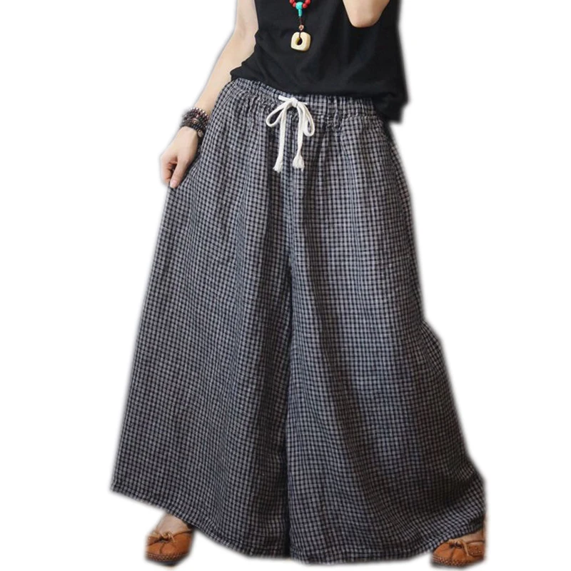 Женские брюки нижнее белье хлопковая льняная туника с широкими штанинами