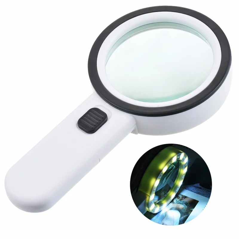 

1pcs 30X 12LED Lights High Magnification Magnifying Glass Double Lens Upgraded Magnifier Lamp Without Battery