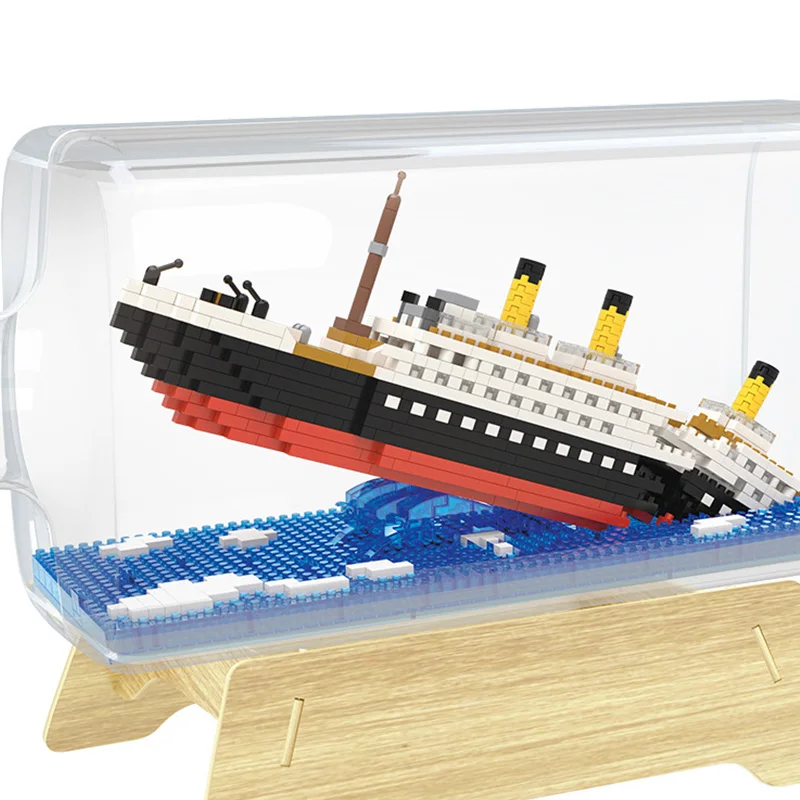 Creative Series 1040Pcs Classic Titanic Ship in Bottle Decoration Model Building Blocks Diamond Micro Bricks Toys Kids Gifts | Игрушки и