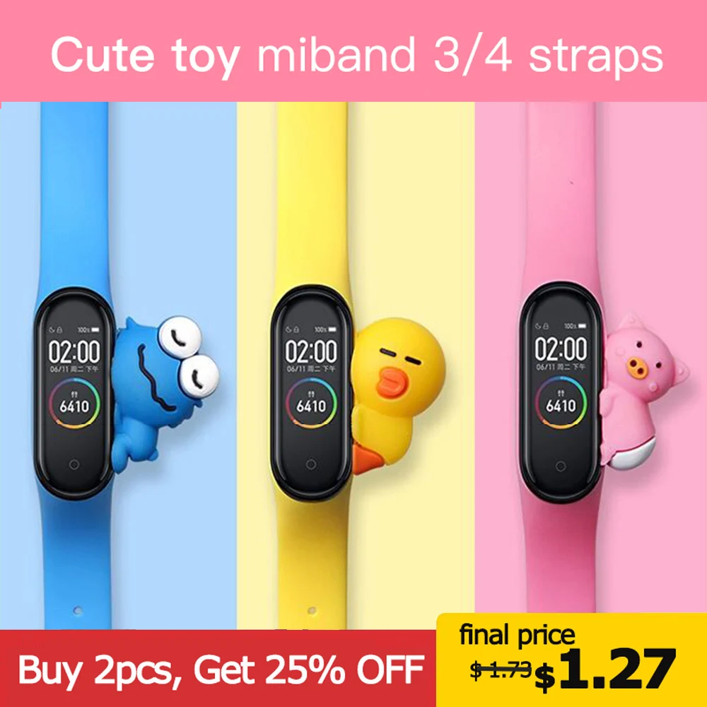 Милый mi band 4 ремешок сменный силиконовый mi 4 band ремни игрушка my band 3 ремешок для xiaomi mi band 3/4 аксессуары для браслетов