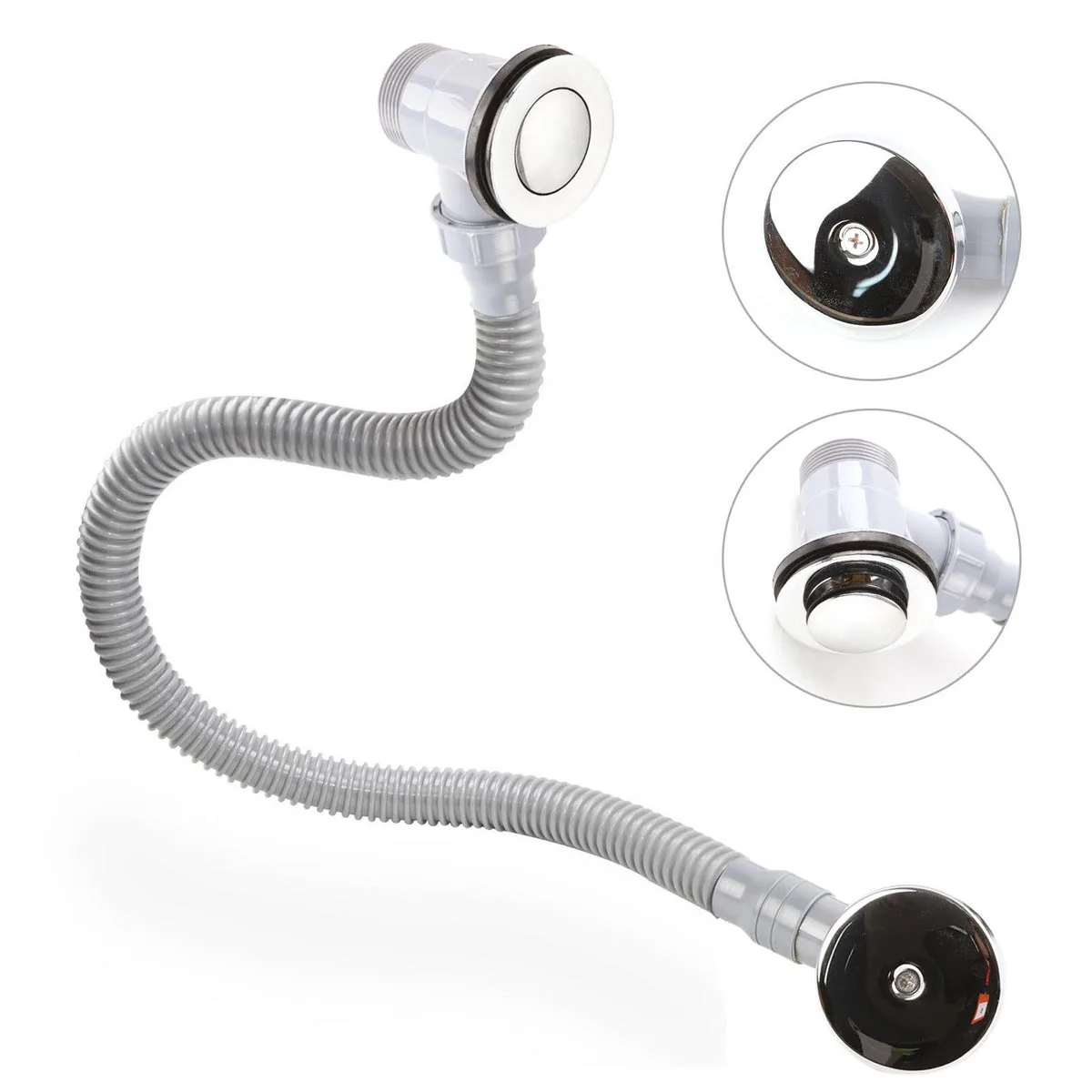 

Drain Tube Bath Overflow Waste Round Pops Up Sprung Bath Plug Pipe Bathtub Drain Tube Chrome Bathroom Overflow Kit Home Supplies