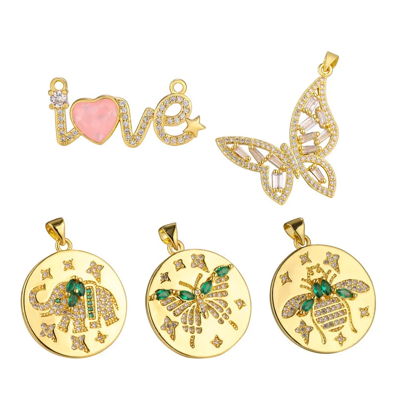 

1 Piece High Quality DIY Jewelry Accessories Copper Micro Set Zircon Pendant Fashion DIY Necklace Making Support Wholesale