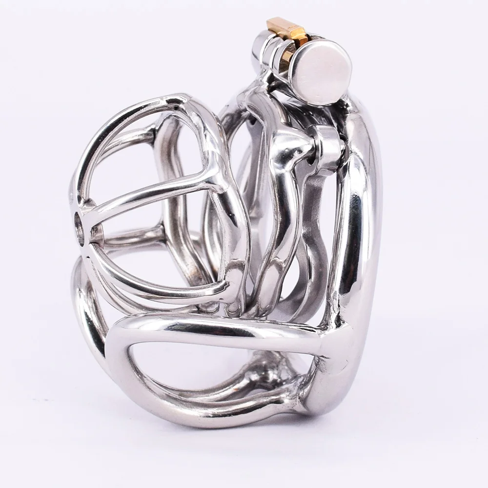 Мужская клетка верности из нержавеющей стали с небольшим металлическим кольцом