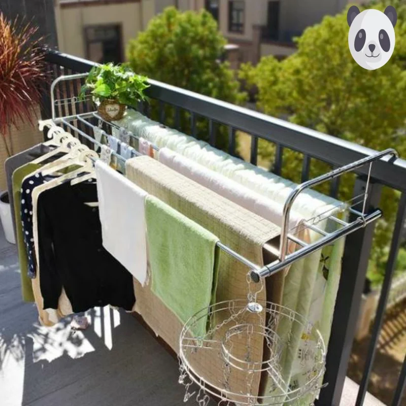 

Вешалка для одежды для балкона, вешалка для одежды из нержавеющей стали, многофункциональная складная вешалка для одежды на окно, CY50714
