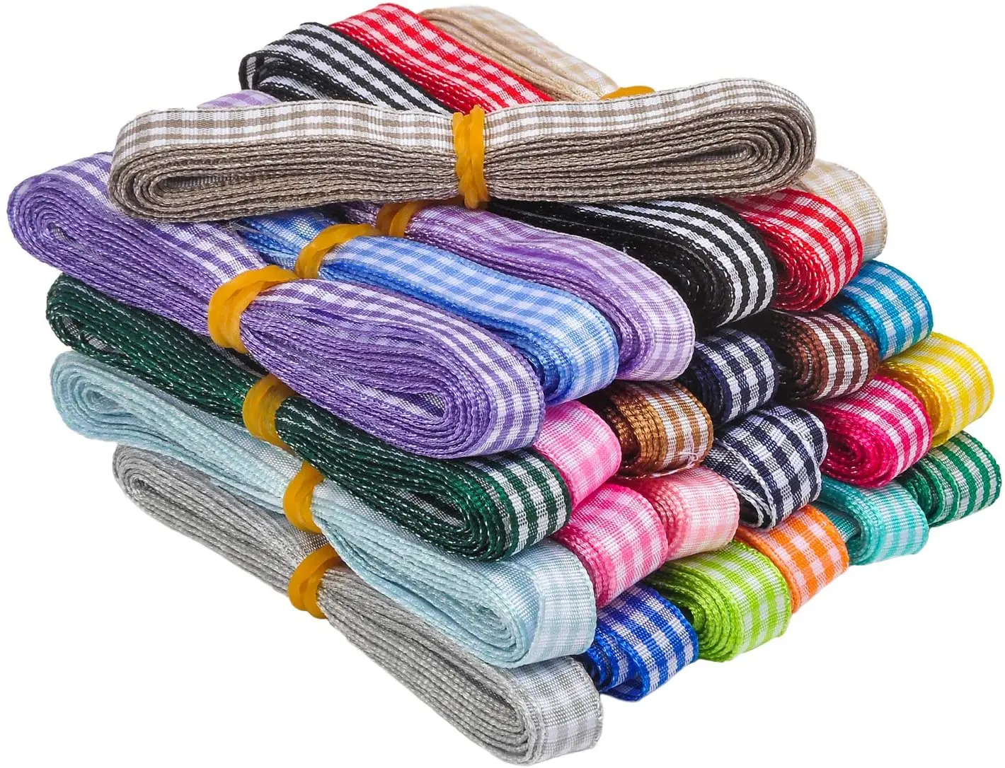 

3/8' 10mm 50 Yards/Pack 25 Colors Plaid Ribbon Grid Printed Ribbon For Home Wedding Christmas Decoration DIY Gift Wrapping