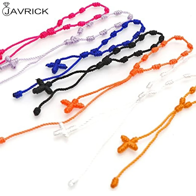 12 шт. Тибетский браслет из красного шнура Регулируемый Каббала 7 узел нить крест