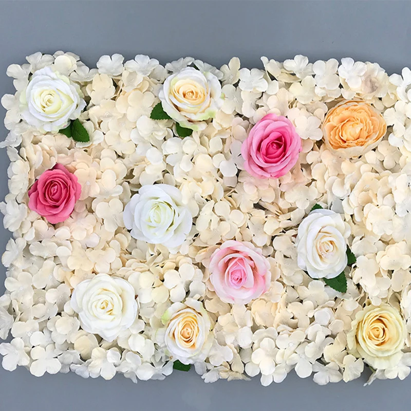 

40*60CM Roses Artificial Flower Wall Wedding Background Decoration Hydrangea Silk Flowers Row T Stage Mall Chen Mei Layout