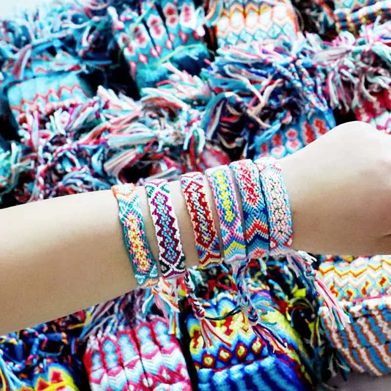 Богемский тканый браслет ручной работы для женщин и мужчин многоцветные