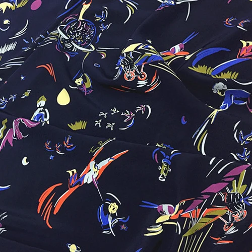 Шелковый крепдешин с абстрактным дизайном толщина 18 момме SCDC1030|Ткань| |