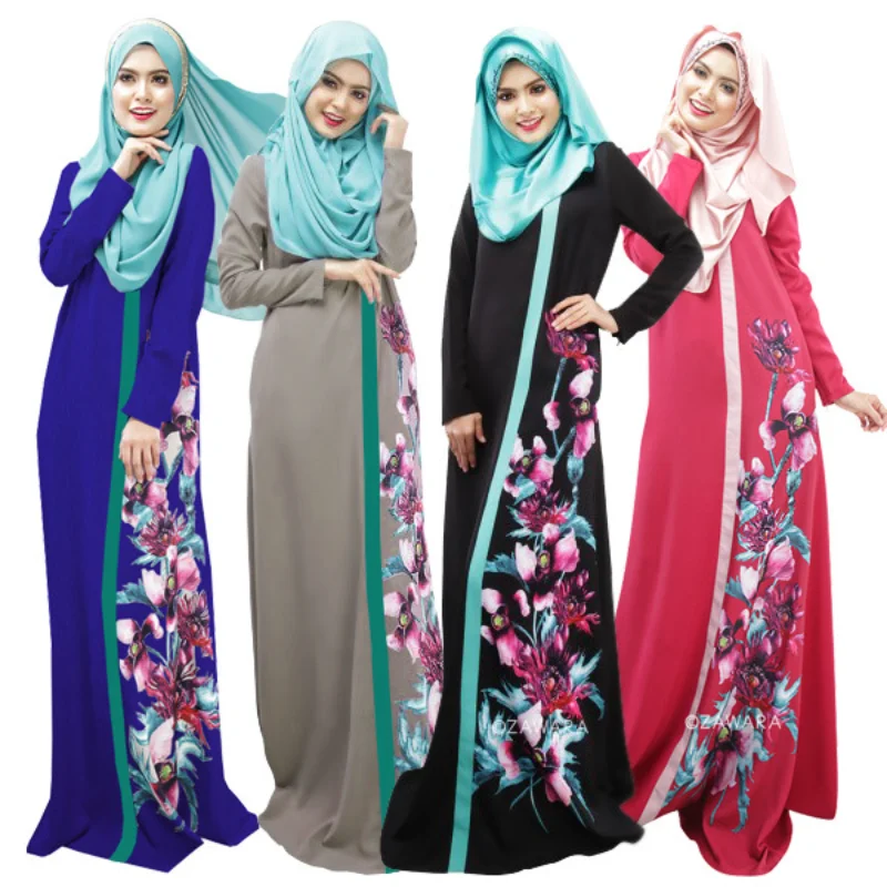Мусульманское этническое длинное платье с цифровой печатью, разноцветное, разных размеров, арабское платье, женское платье для вечевечерни...