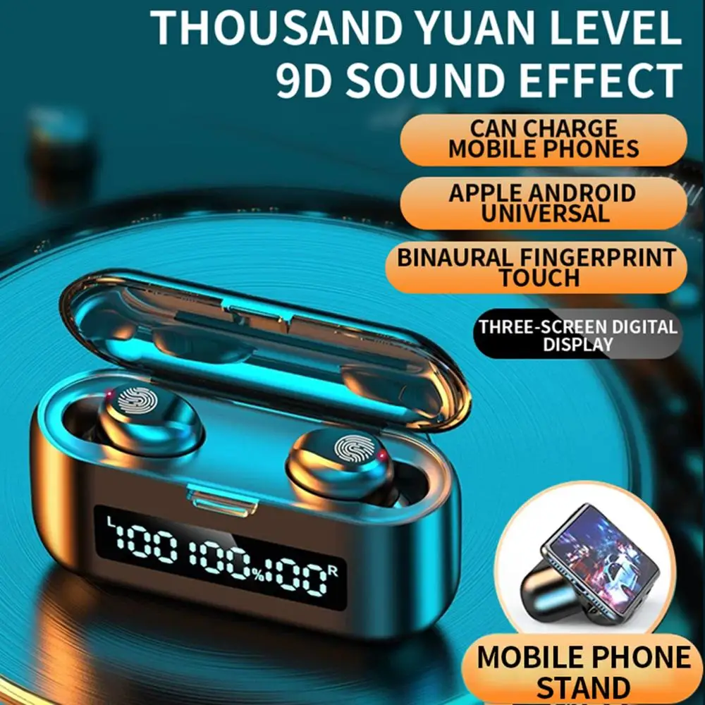 Новый F9 беспроводной Bluetooth гарнитура светодиодный 5 0 наушники TWS HIFI в ухо