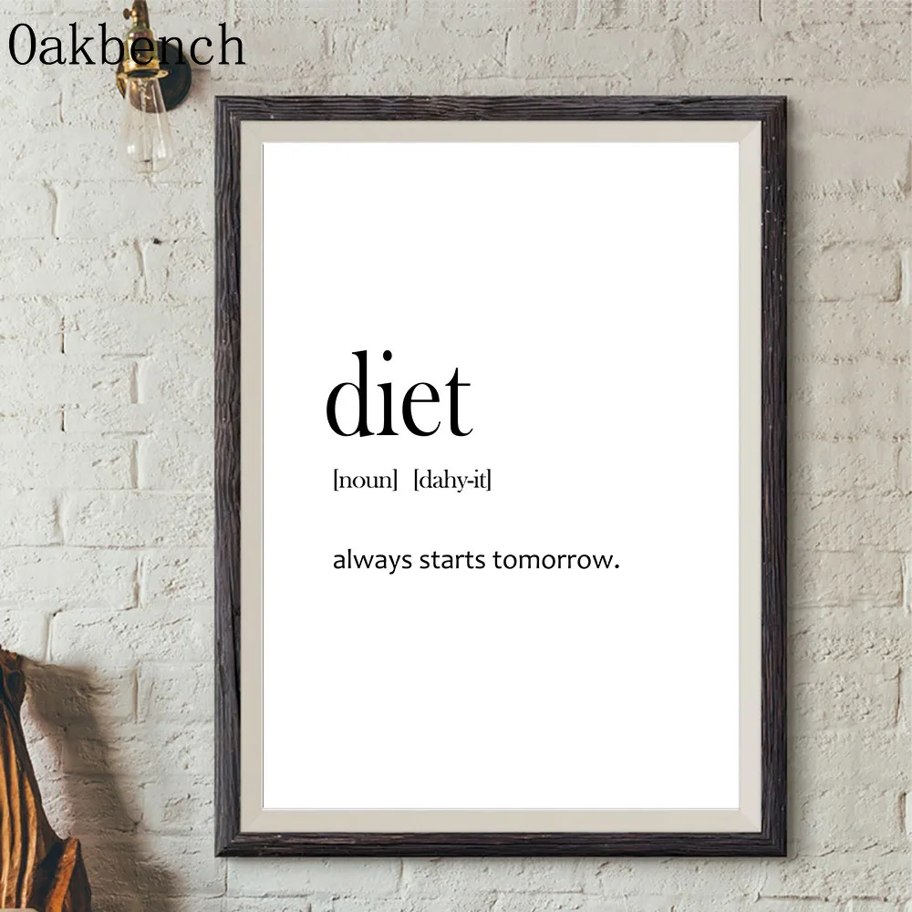 

Diet Definition Canvas Posters And Prints Funny Kitchen Quotes Black And White Painting Modern Wall Pictures For Kitchen Decor