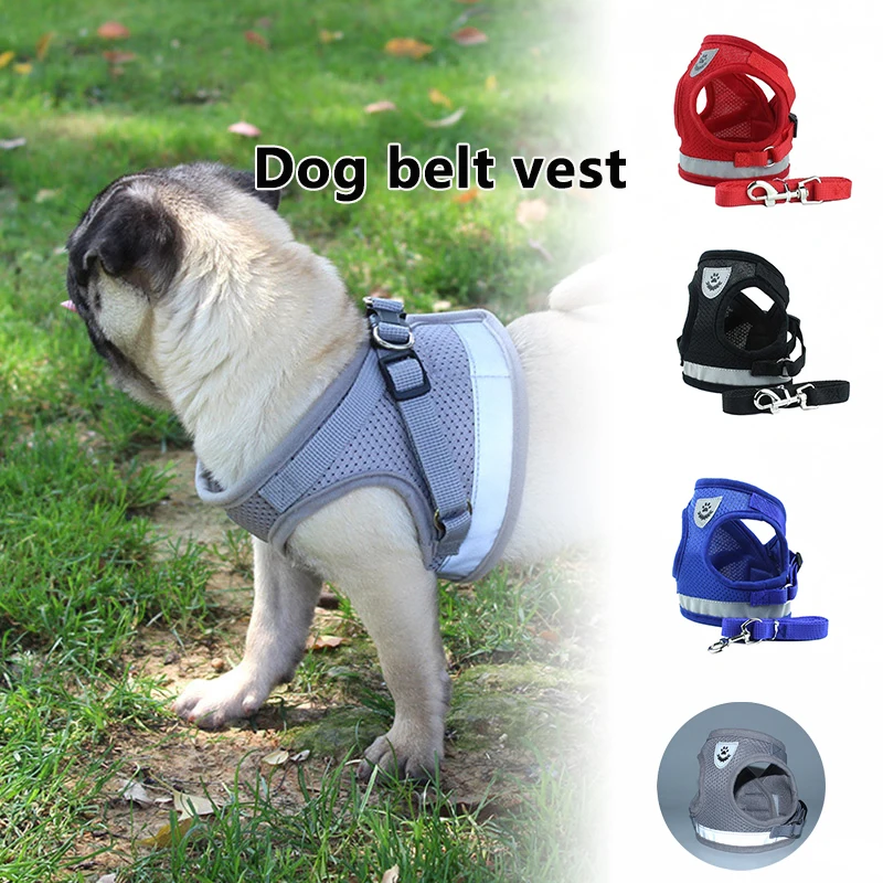 Шлейка с поводком для собак летний Регулируемый светоотражающий жилет питомцев