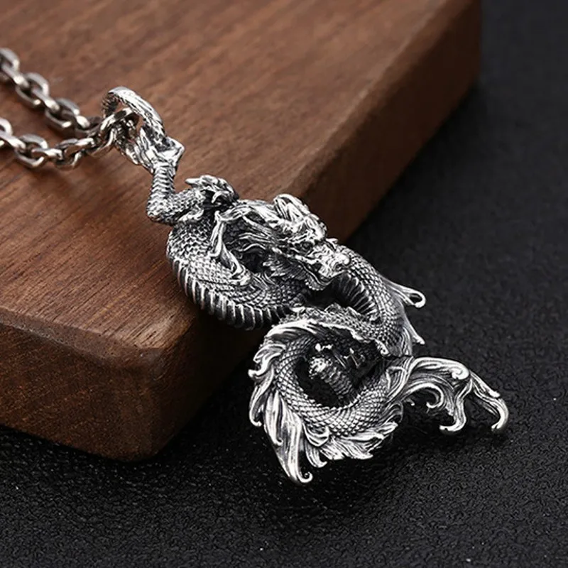 Подвеска из серебра 925 пробы с драконом удачи