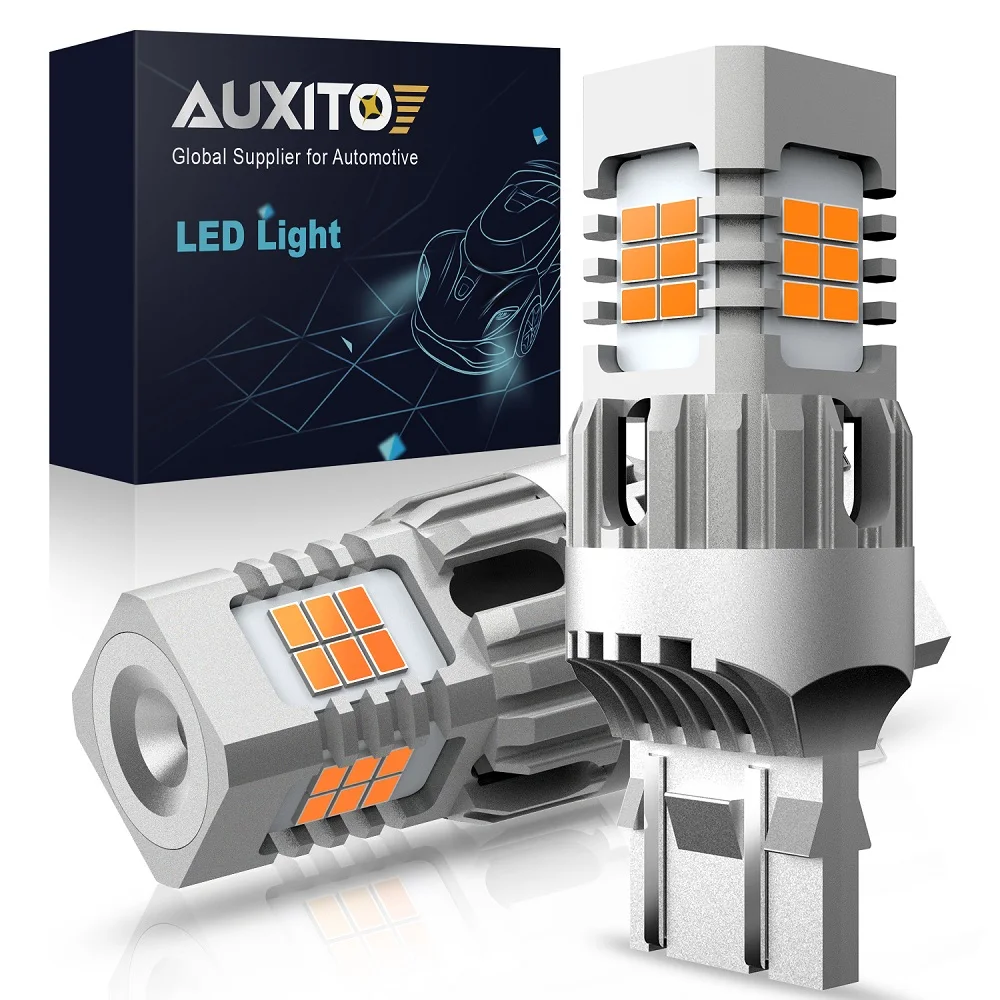 Светодиодные лампы AUXITO T20 W21W WY21W 7440 7440NA 25SMD для указателей поворота 2x 1500LM без