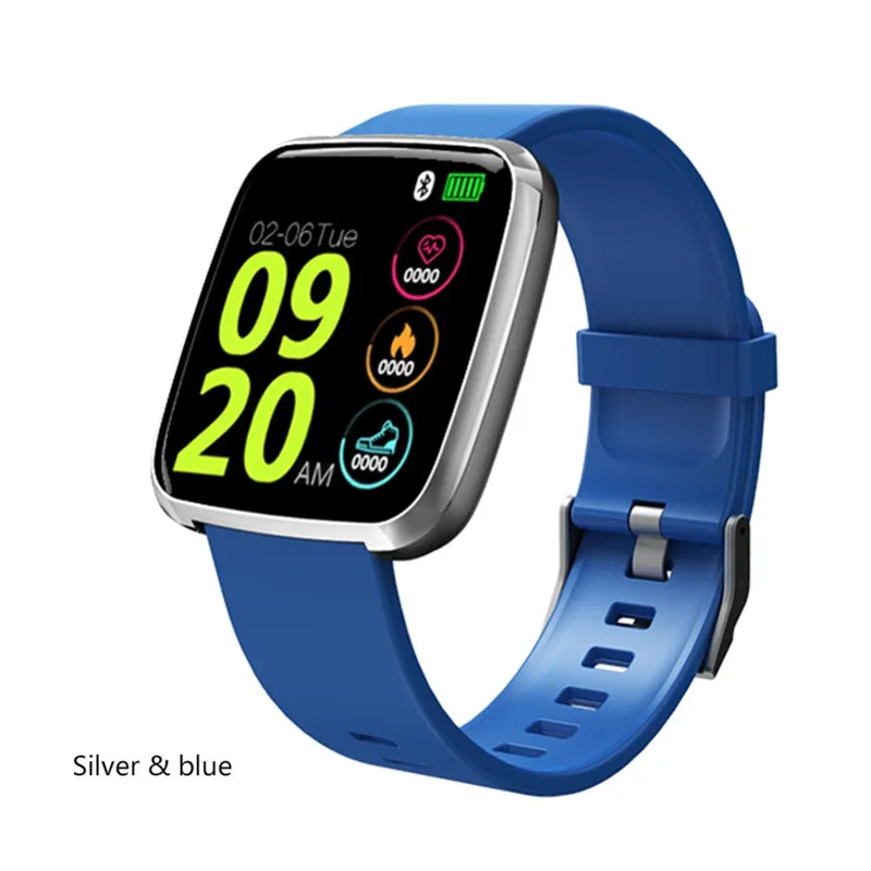 Blue Silicone S7 Смарт-часы пульсометр Монитор артериального давления открытый спортивный трекер Водонепроницаемый Smartwatch для Android Apple Iphone Xiaomi - Цвет: Blue Silicone