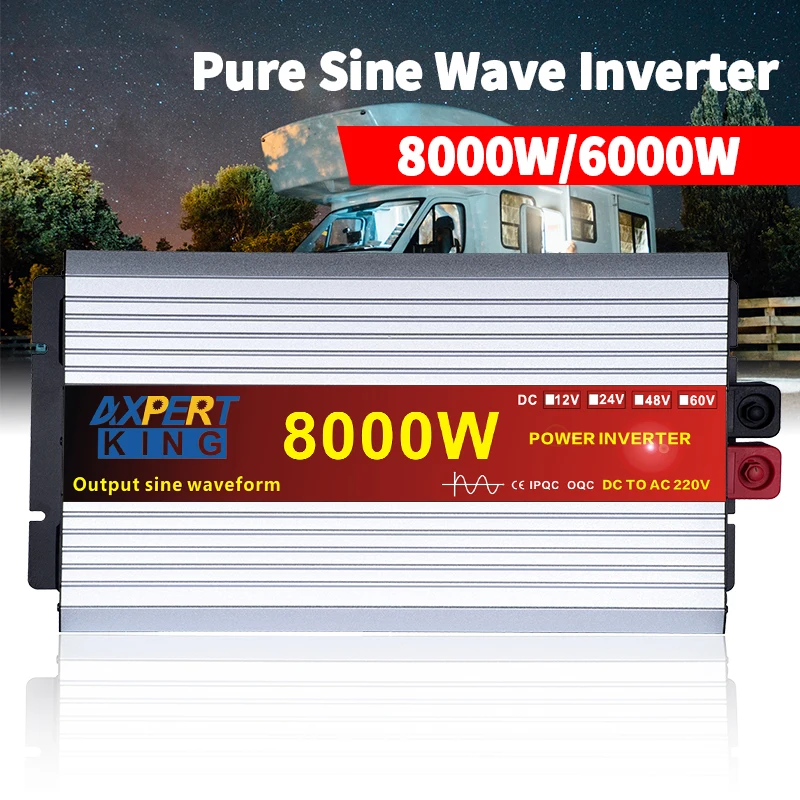Чистая синусоида инвертор 6000 Вт 8000 AC/DC 12V/24V/48V/60v к переменному току 110V 220V Мощность