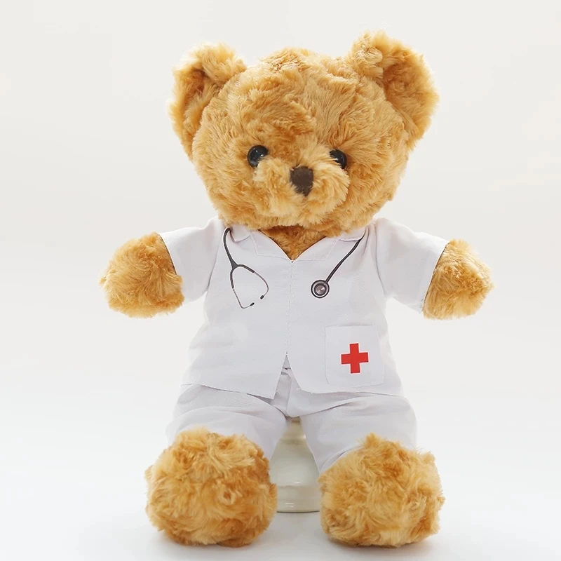 

Doctor Bear Nurse Ted Plush Toy Stuffed Doll Cartoon Animal Hospital White Cloth Angel Teddy Bedtime Story Girl Friend Gift 1pc