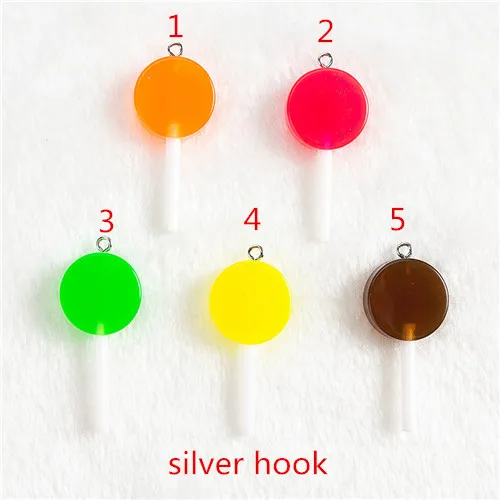 silver hook 16 шт./лот 42*19 мм амулеты для подвесных сережек брелок Diy плоские с оборота блестящие полимерные леденцы Круглые красочные конфеты - Окраска металла: silver hook
