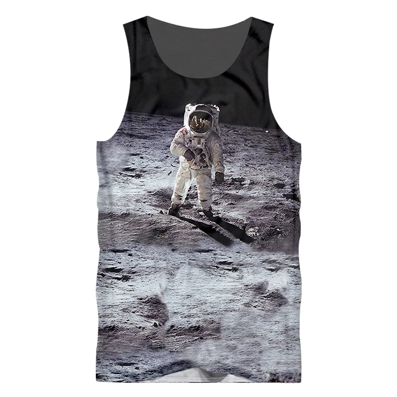 

Men Vest New Arrival 3d Cool Print Astronaut On Moon Tank Top Summer Hip Hop Streetwear Sleeveless TankTop Fitness Clothes
