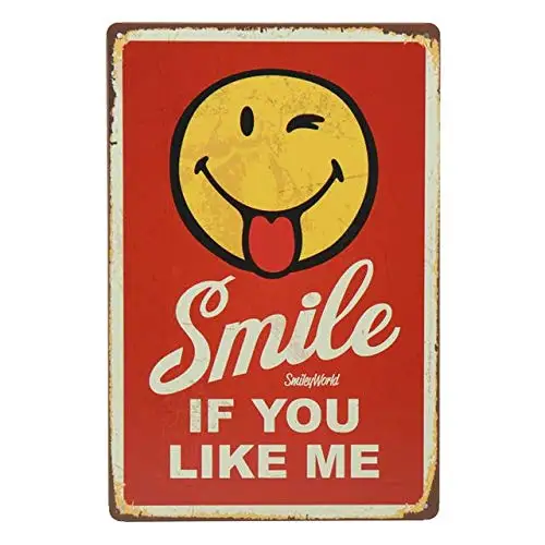 

Love Smile Life Happy Sign Poster Plate Painting Wall Decor -Tin Sign
