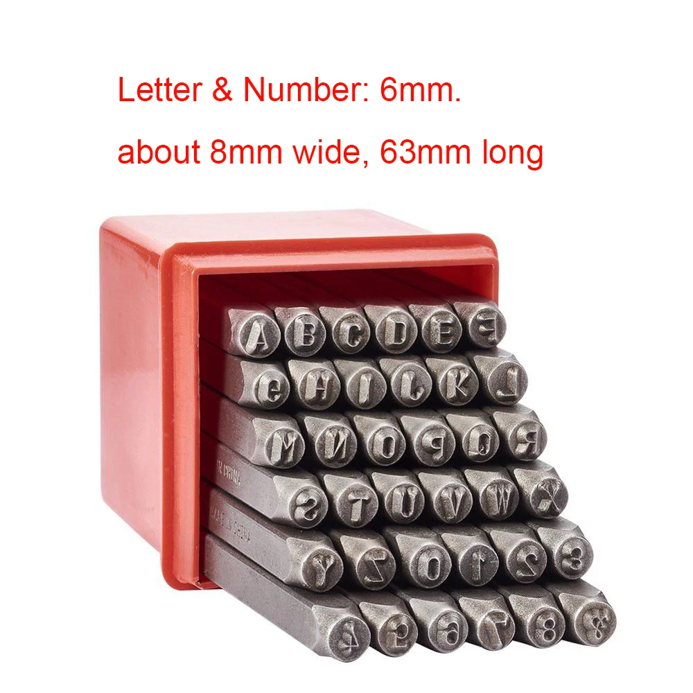 B 63x8mm 36 шт./кор. металлического железа печать, штемпели комплект, включающий в себя с буквой «А~ Z номер 0~ 8 и АМПЕРСАНД и черный металл Сталь Тег Кулон Штамповочный Инструмент - Цвет: B 63x8mm