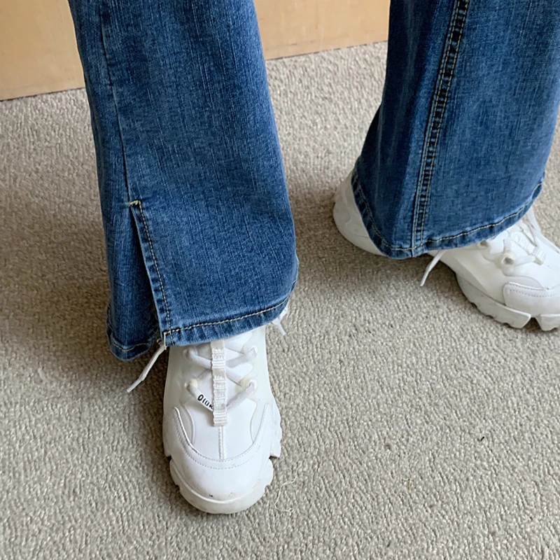 

High Waist Flare Jeans Women Loose Slim Vintage Jeans Mom 2021 Spring Korean Style Casual Baggy Denim Trousers Plus Size