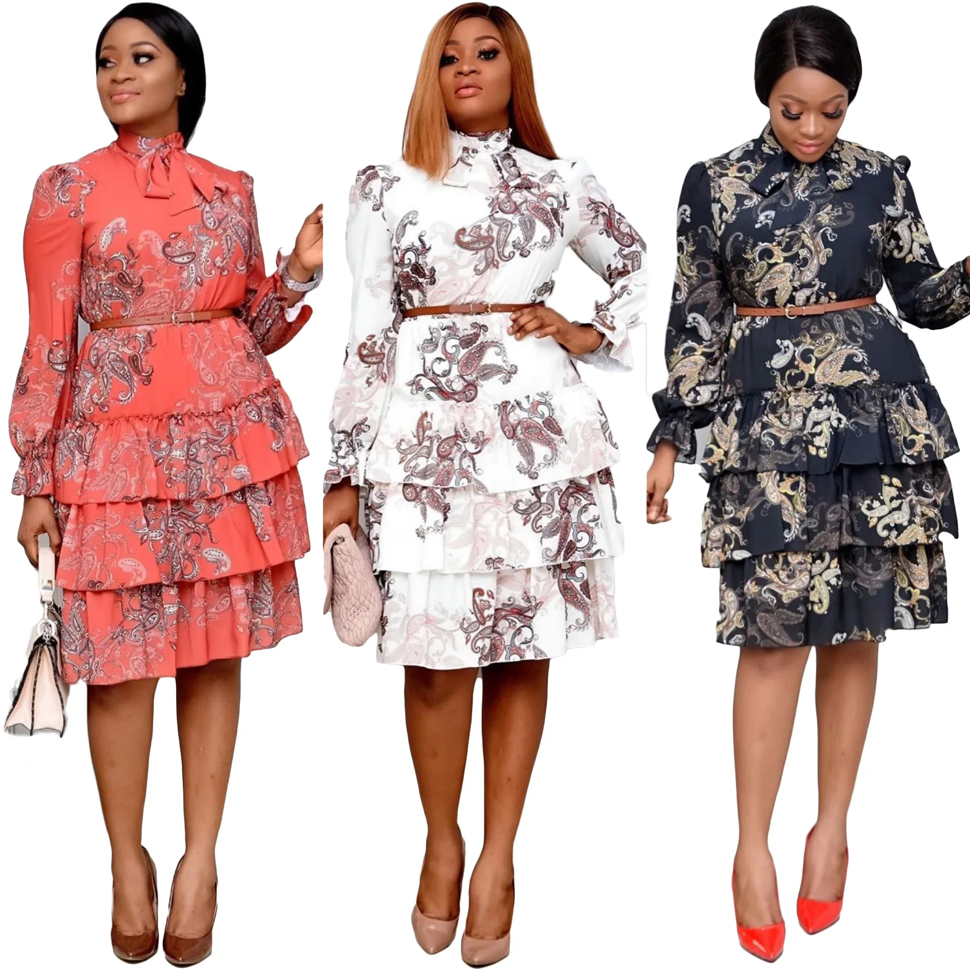 

Women digital print dress high waist temperament cake Africa dress african lace dresses for women in clothing party club dress