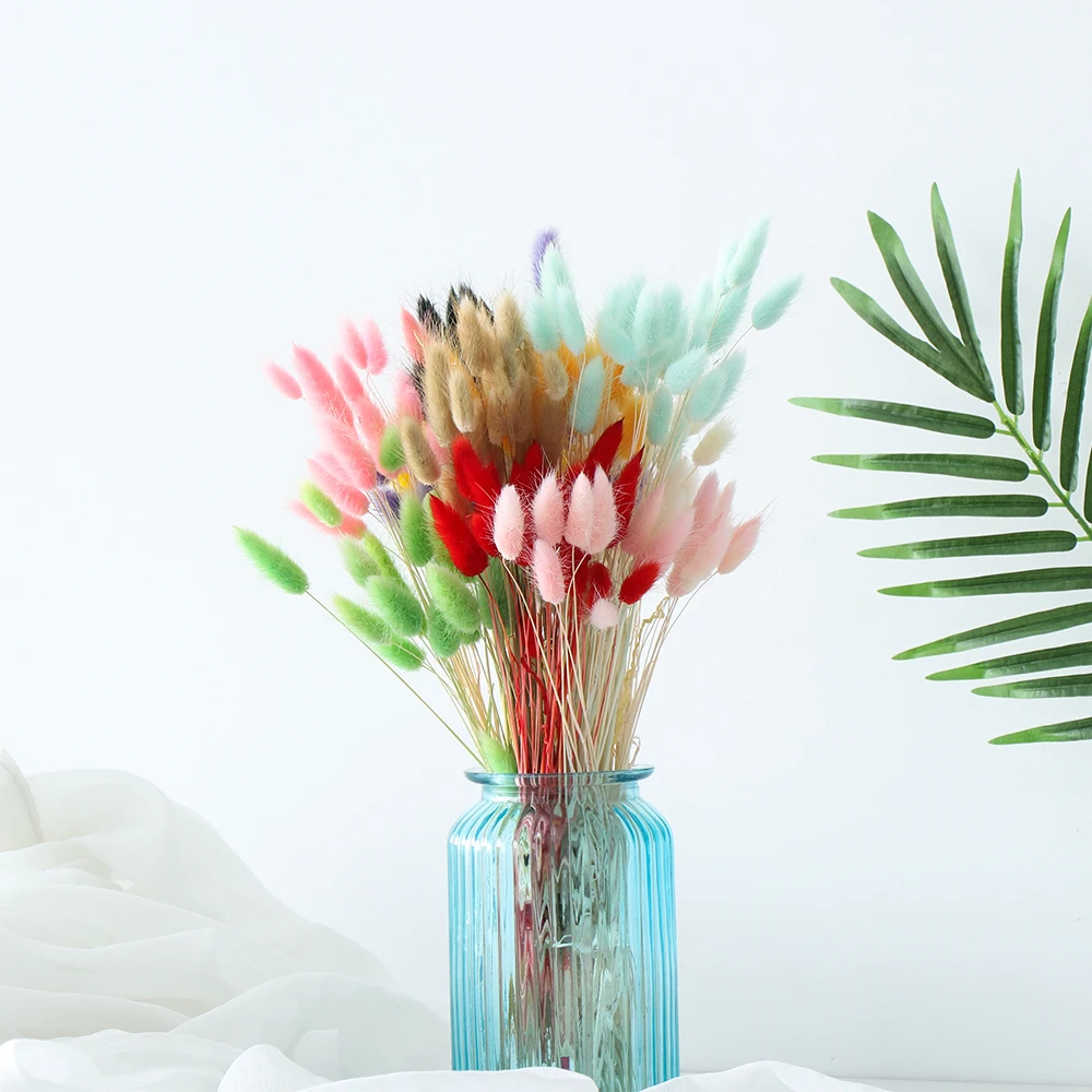20Pcs Natural Dried Flowers Colorful Fake Rabbit Tail Grass Bouquet Long Bunches Artificial Flower Shooting Props DIY Home Decor | Дом и сад