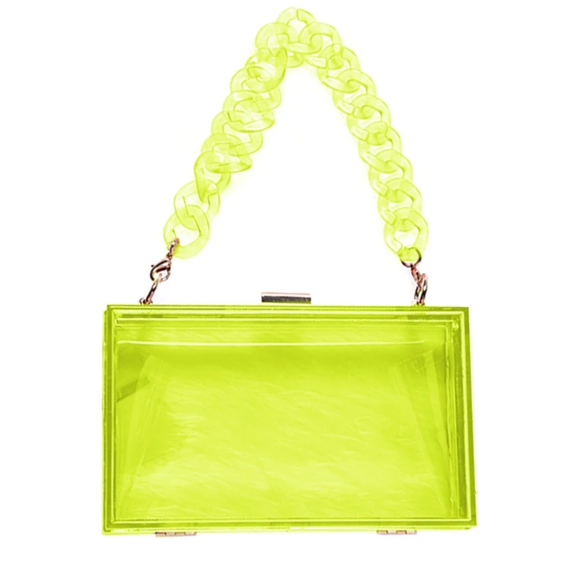 

Women Clear Acrylic Box Clutch Crossbody Bag Purse with Detachable Strap