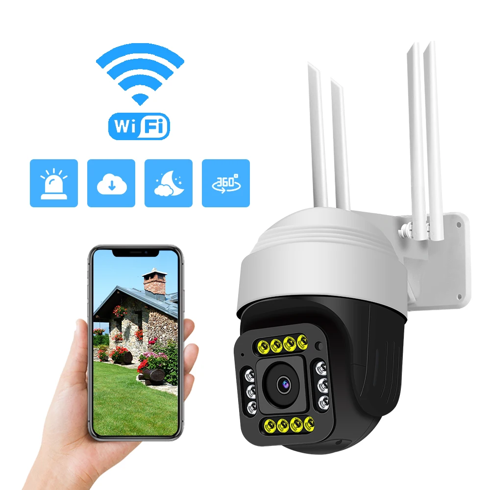 

4MP 2K HD Outdoor camera waterproof with color night vision PTZ Security wifi smart IP camera 360° camera Security Camera