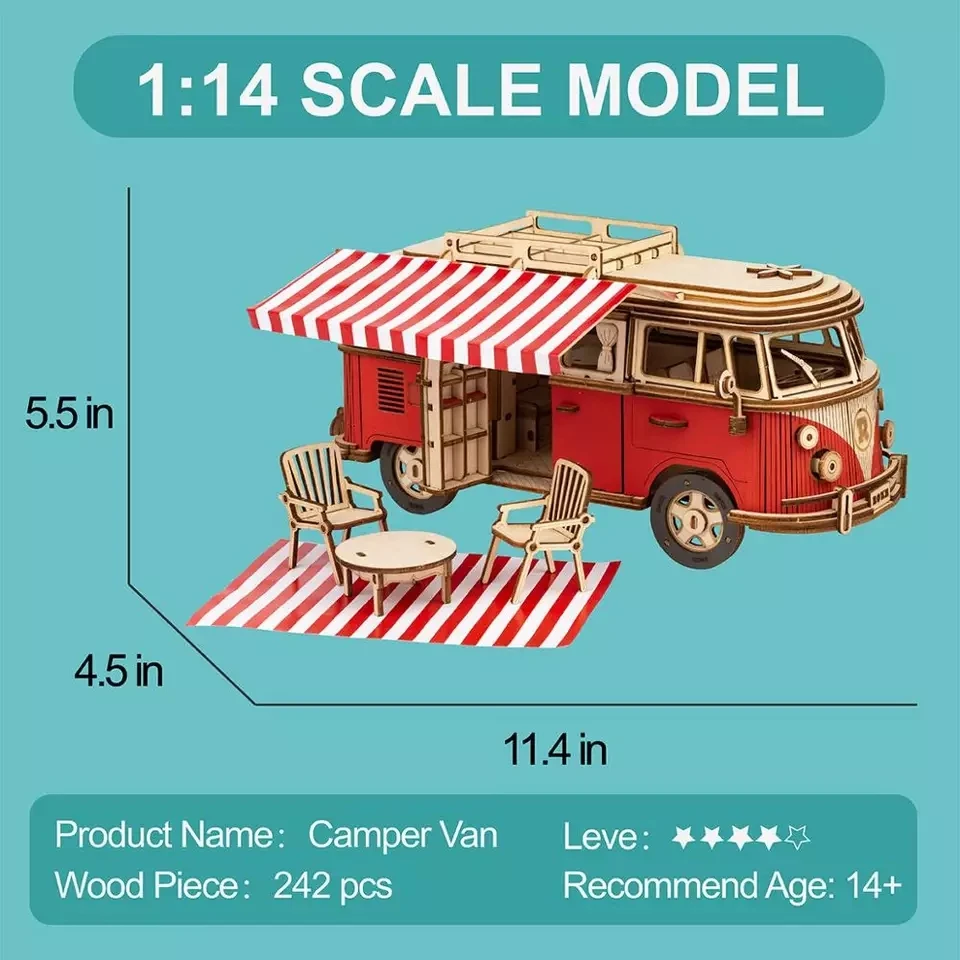 242 шт. DIY 3D Camper Van деревянный автомобиль для отдыха головоломка игра сборка