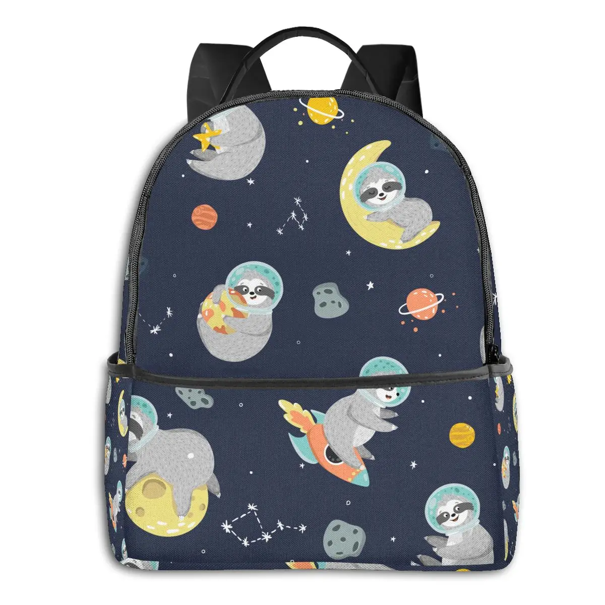 

2021 New Backpack Funny Sloth Astronaut Stars Planets Rockets Travel Bagpack Shoulder Bag Daily Student Bag Laptop Bookbag
