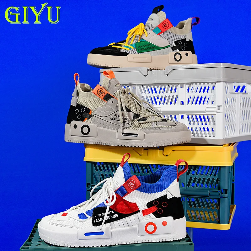 

Кроссовки GIYU Мужские дышащие, повседневная обувь для тренировок, бега, роскошные лоферы, белые
