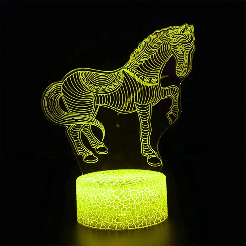 

3D illusion night light Nordic ins horse animal toy doll decoration model desk home accessories modern room decoration gift LED
