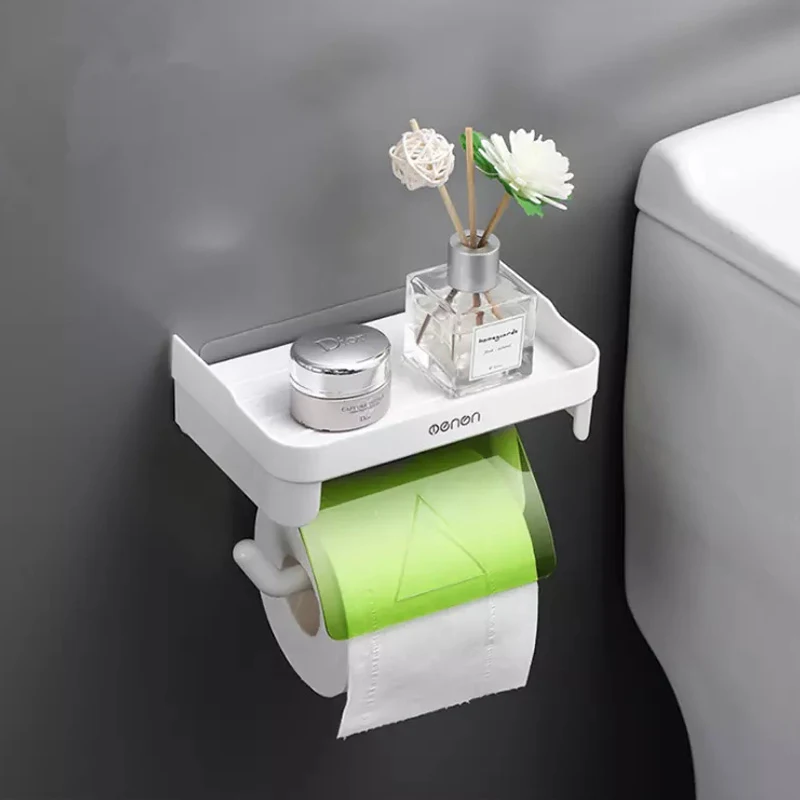 

Wall Mount Toilet Paper Holder Bathroom Tissue Accessories Rack Holders Self Adhesive Punch Free Kitchen Roll Paper Accessory