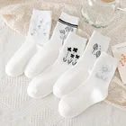 Носки женские с мультяшным принтом, милые хлопковые в японском стиле, для скейтборда, в Корейском стиле Харадзюку, Подсолнухи, белые