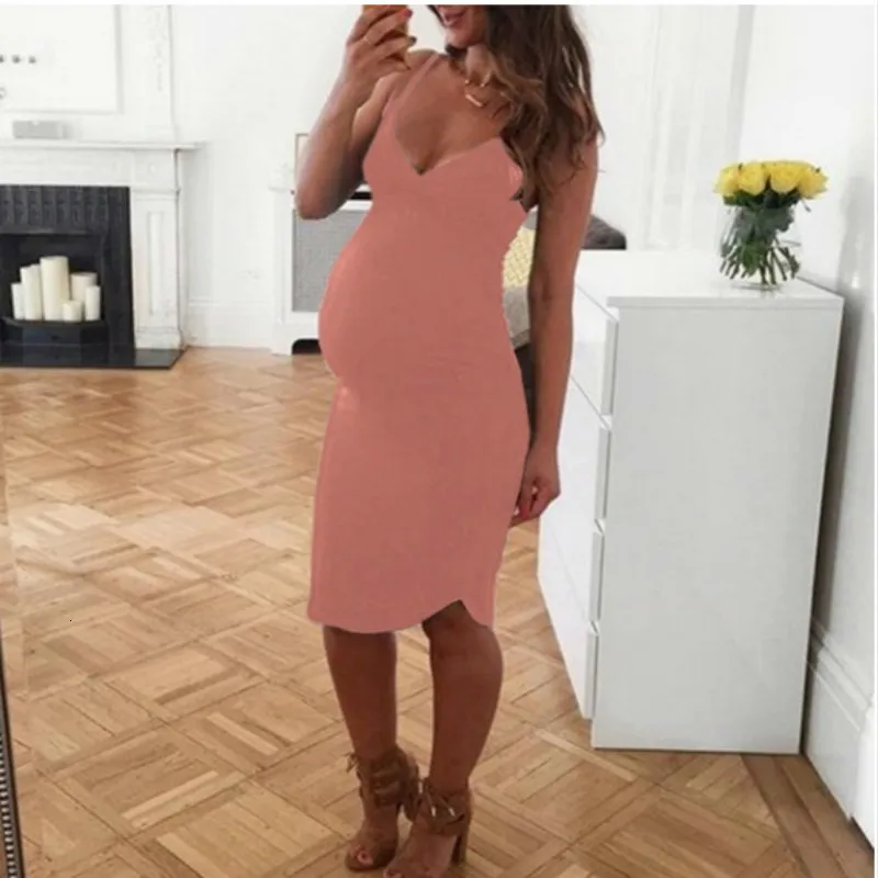 Однотонное Платье С v-образным вырезом для беременных женщин Одежда Элегантное