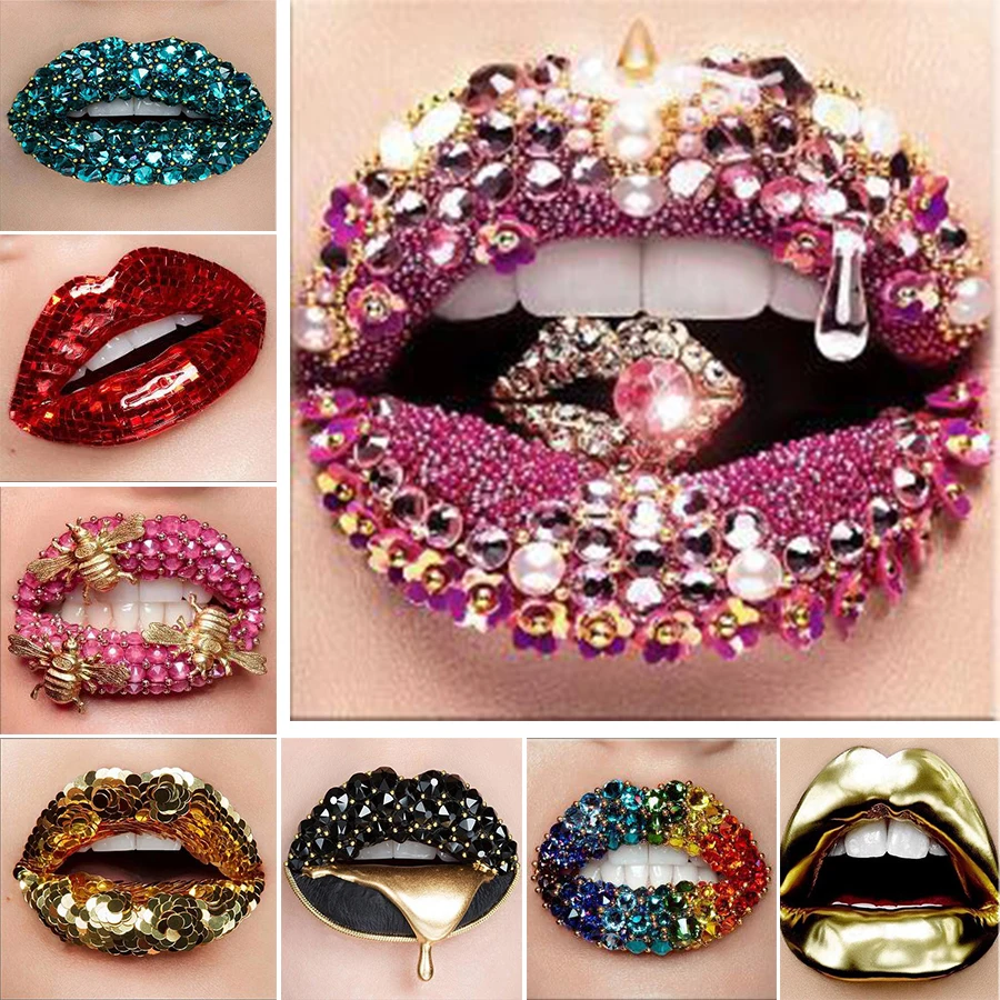 

5D алмазная живопись, жемчужные губы, вышивка крестиком, полная вышивка, квадратные стразы, вышивка, распродажа, домашний декор, подарок, «сде...