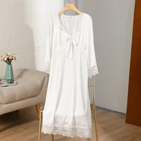 white full slip nightgown women lace sleep dress spring summer nightdress casual loungewear femme sleepwear home dress