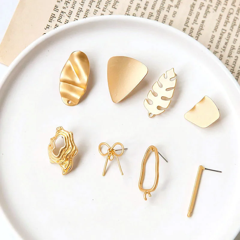 6 шт. корейский орнамент металлическая текстура азиатское золото серьги гвоздики